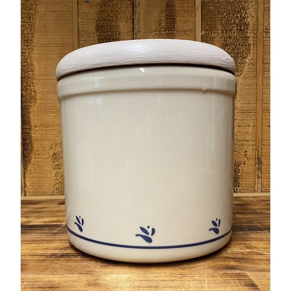 2 quart ceramic crock w/ lid cache pot planter roseville friendship pottery fp‎